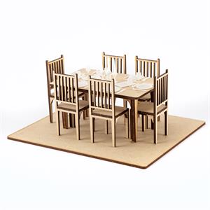 CoolKatzCraft Table For 6 Scene: 3D 6 Piece Table Setting - 1:12 Scale - 005123