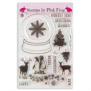 Pink Frog Crafts A5 Festive Snowglobe Stamp Set - 22 Stamps - 019024