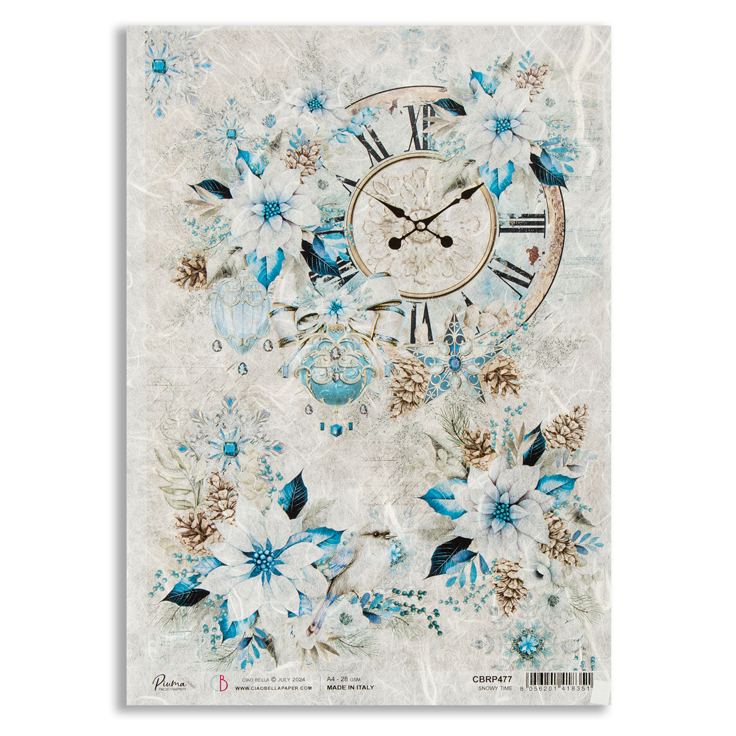 Ciao Bella 5 x Elegance of Blue Rice Papers - Choose any 5  - Snowy Time