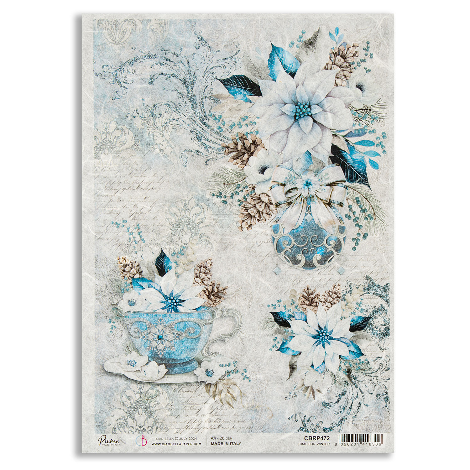 Ciao Bella 5 x Elegance of Blue Rice Papers - Choose any 5  - Time For Winter