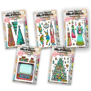 AALL & Create 5 x Stamp Sets - Santa's Workshop Wonders, Twinkling Pines, Tree Tales, Retro Treasures & Angel Wings - 026205