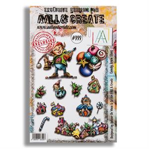 AALL & Create Autour de Mwa A5 Stamp Set - Candy Town Elves - 12 Stamps - 035283