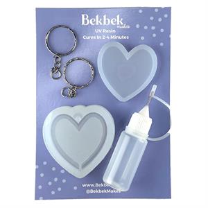 Bekbek Makes UV Resin - Heart Shaker Keyring Mini Kit Silicone Mould Reusable - 054540