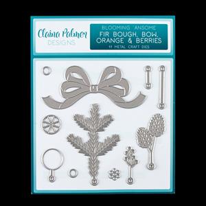 Claina Palmer Designs Blooming 'ansome Die Set - Fir, Pine Cone, Berry Branch, Orange Slice & Bow - 11 Dies Total - 055630