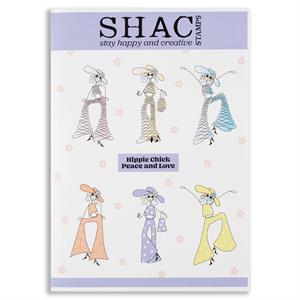 Clarity Crafts Barbara's SHAC Hippie Chicks A4 Stamp Set - 36 Stamps - 060560