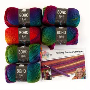 Sarah Payne Crochets Cocoon Cardigan Kit - Includes: Pattern, 6 Balls of Mojo Yarn & 5mm Crochet Hook - 074739