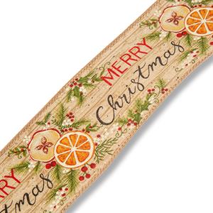 Eleganza Wired Edge Merry Christmas Sliced Fruit No.431 - 63mm x 9.1m - 075428