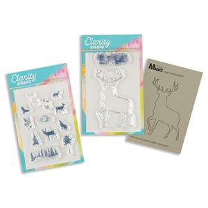 Clarity Stamps Stag Outline & Woodland Miniature A6 Stamp & Mask Duo - 078695