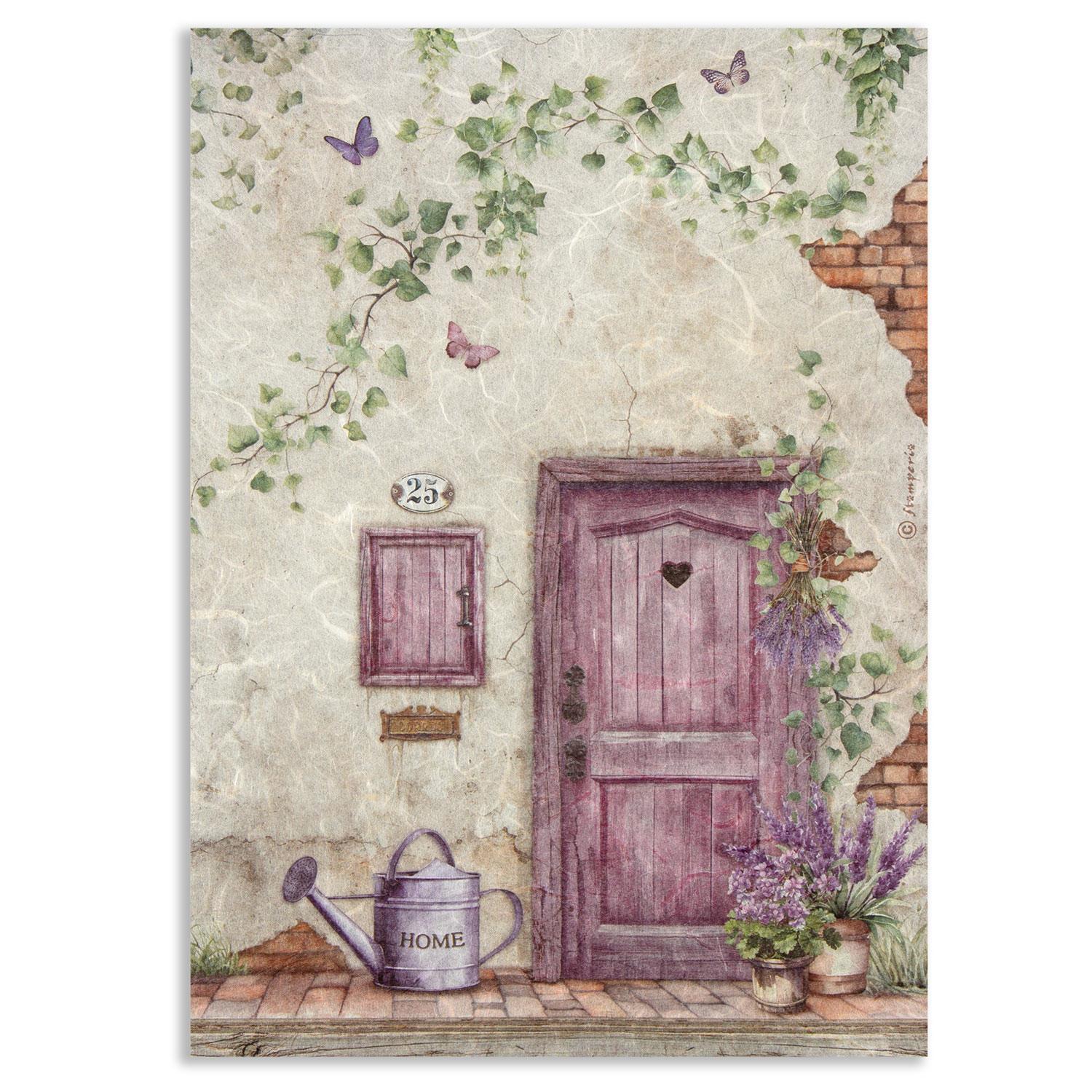 Stamperia 10 x A4 Rice Papers - Choose any 10 - Lavender - Door