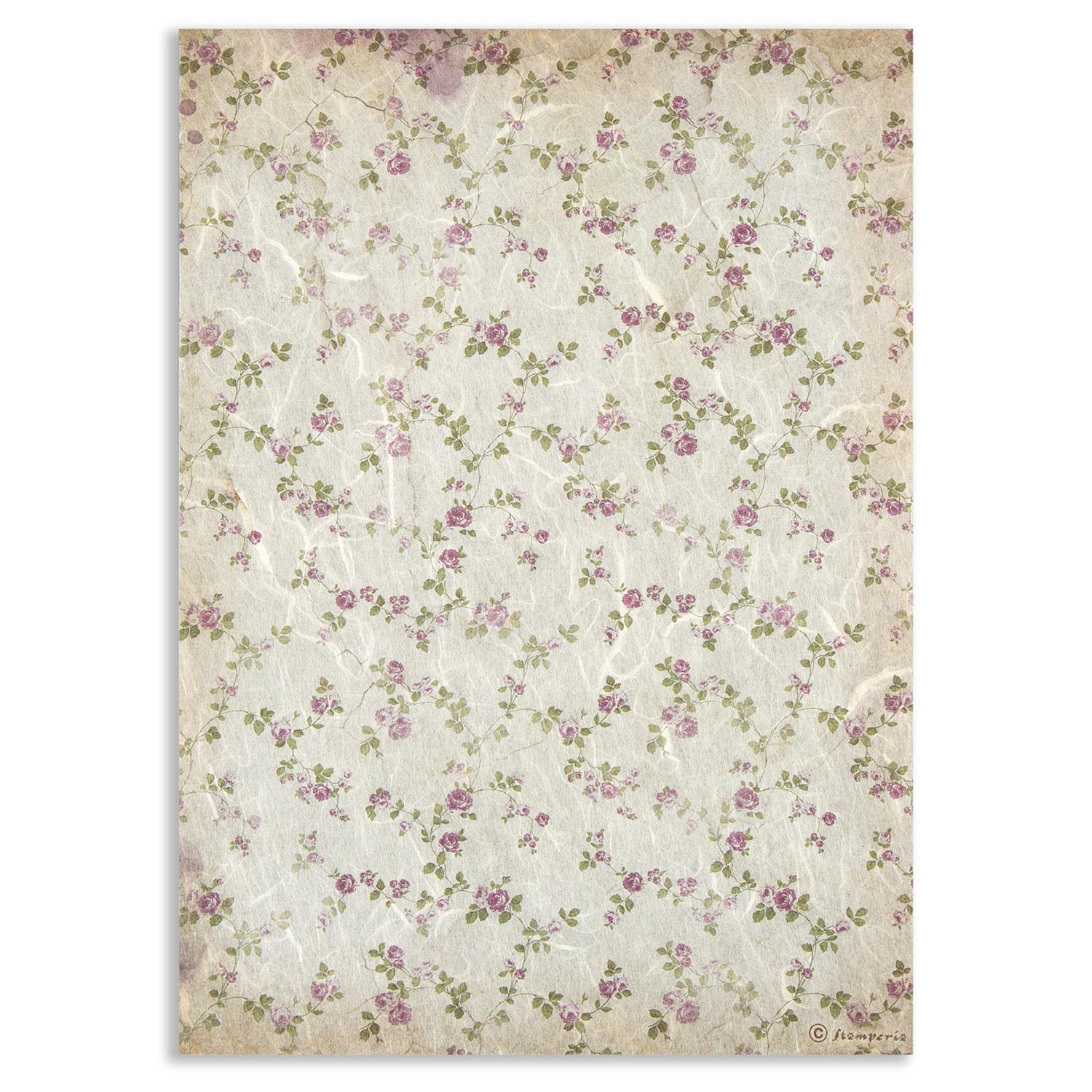 Stamperia 10 x A4 Rice Papers - Choose any 10 - Lavender - Little Flowers Background