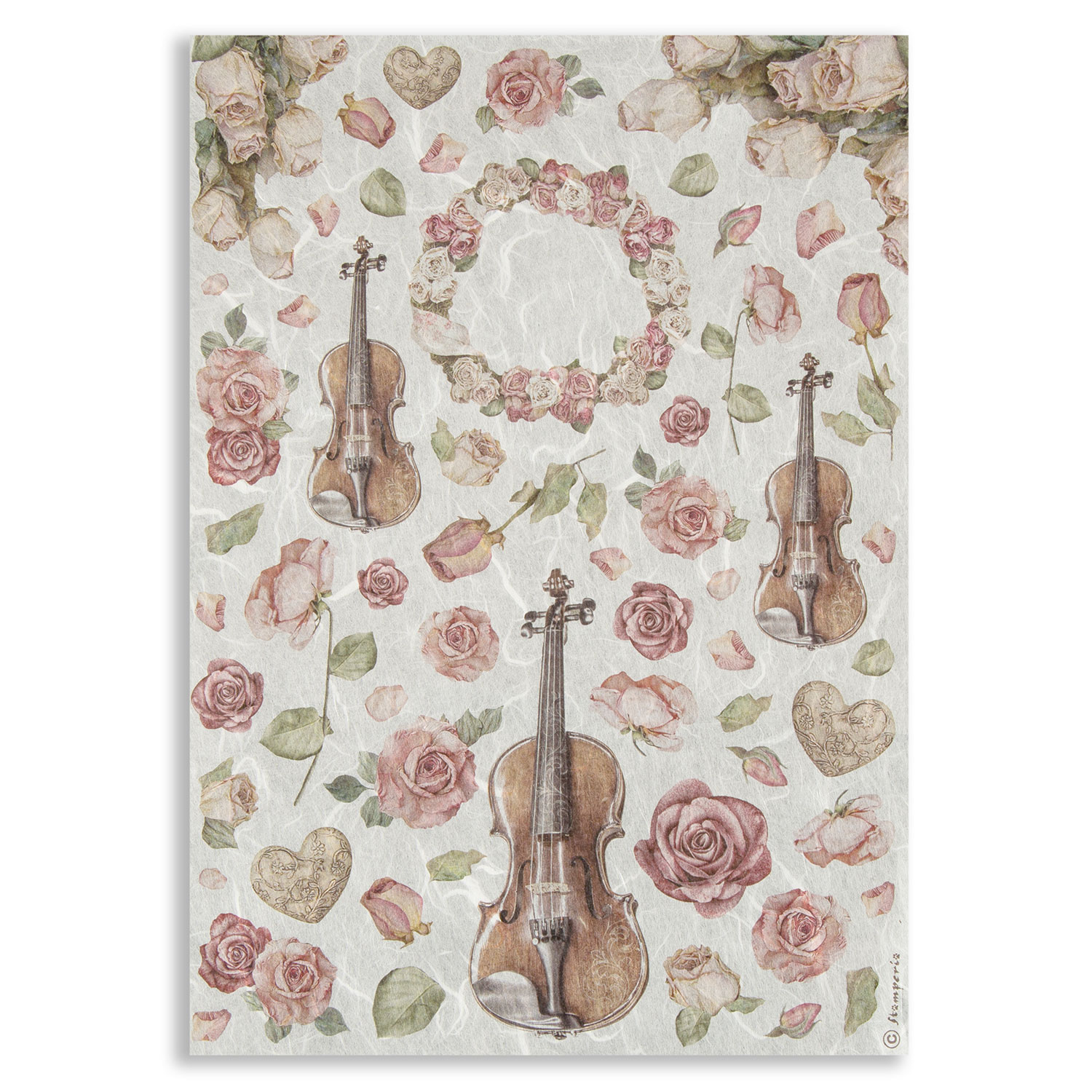 Stamperia 10 x A4 Rice Papers - Choose any 10 - Violins & Roses