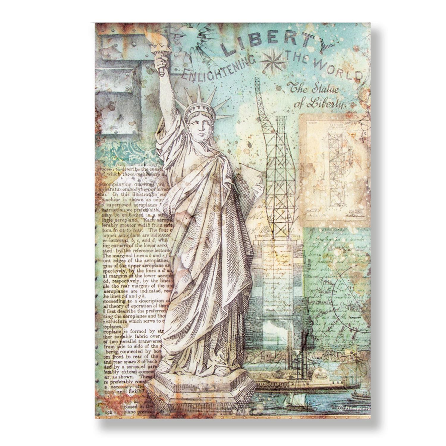 Stamperia 10 x A4 Rice Papers - Choose any 10 - Sir Vagabond Aviator - Statue of Liberty