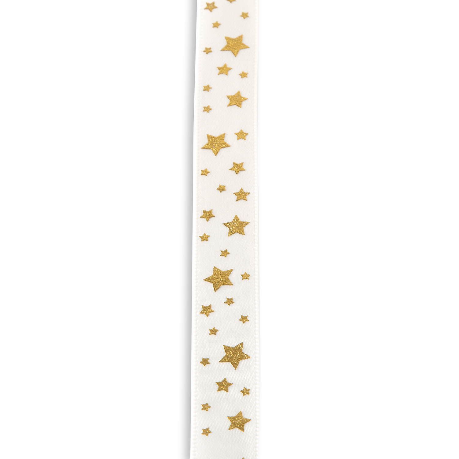 Oakwood Christmas Stars Ribbon Pick-n-Mix - Choose 2 - 15mm x 20m - Gold on White