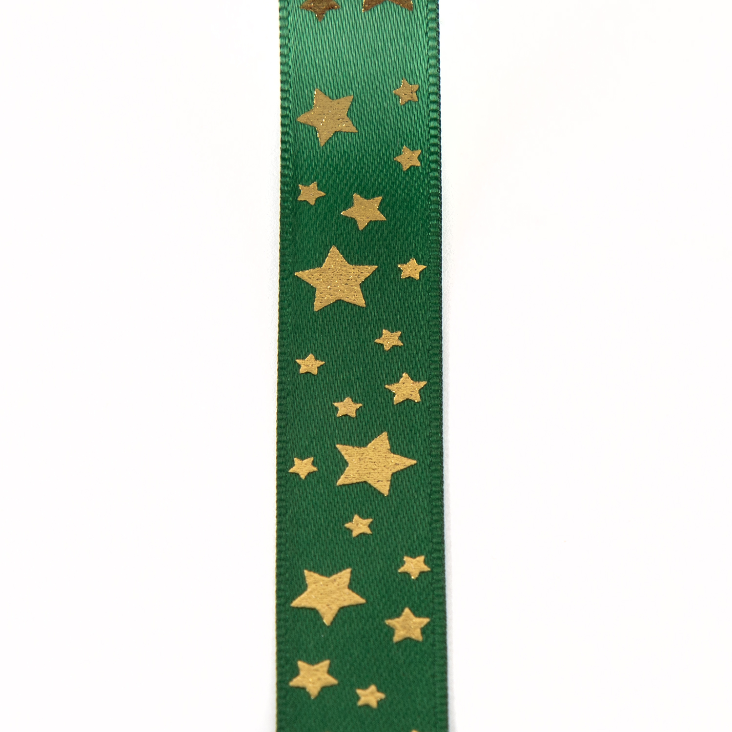 Oakwood Christmas Stars Ribbon Pick-n-Mix - Choose 2 - 15mm x 20m - Gold on Green