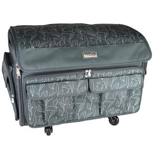 Everything Mary XXL Deluxe Rolling Sewing Machine Case, Grey Floral - 082318