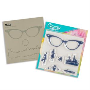 Clarity Stamps Ladies Glasses A5 Square Stamp and Mask Set - 7 Stamps - 082571