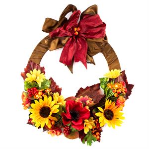 Dawn Bibby Red Anemone & Sunflower Wrapped Wreath Kit - 086083