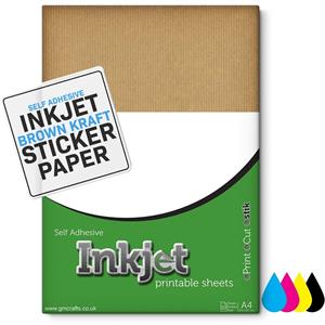 Self Adhesive Inkjet Brown Kraft Printable A4 Sheets - 095008