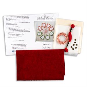 Daisy Chain Designs Red Woolfelt Redwork Gift Tags Pattern and Starter Kit - 100186