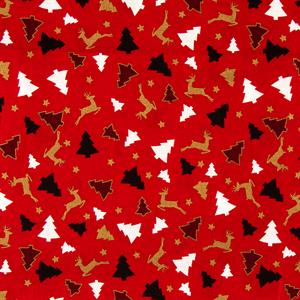 House of Alistair Gilt Jumping Stag 100% Cotton - 135cm Wide x 1m Fabric Length - 113242