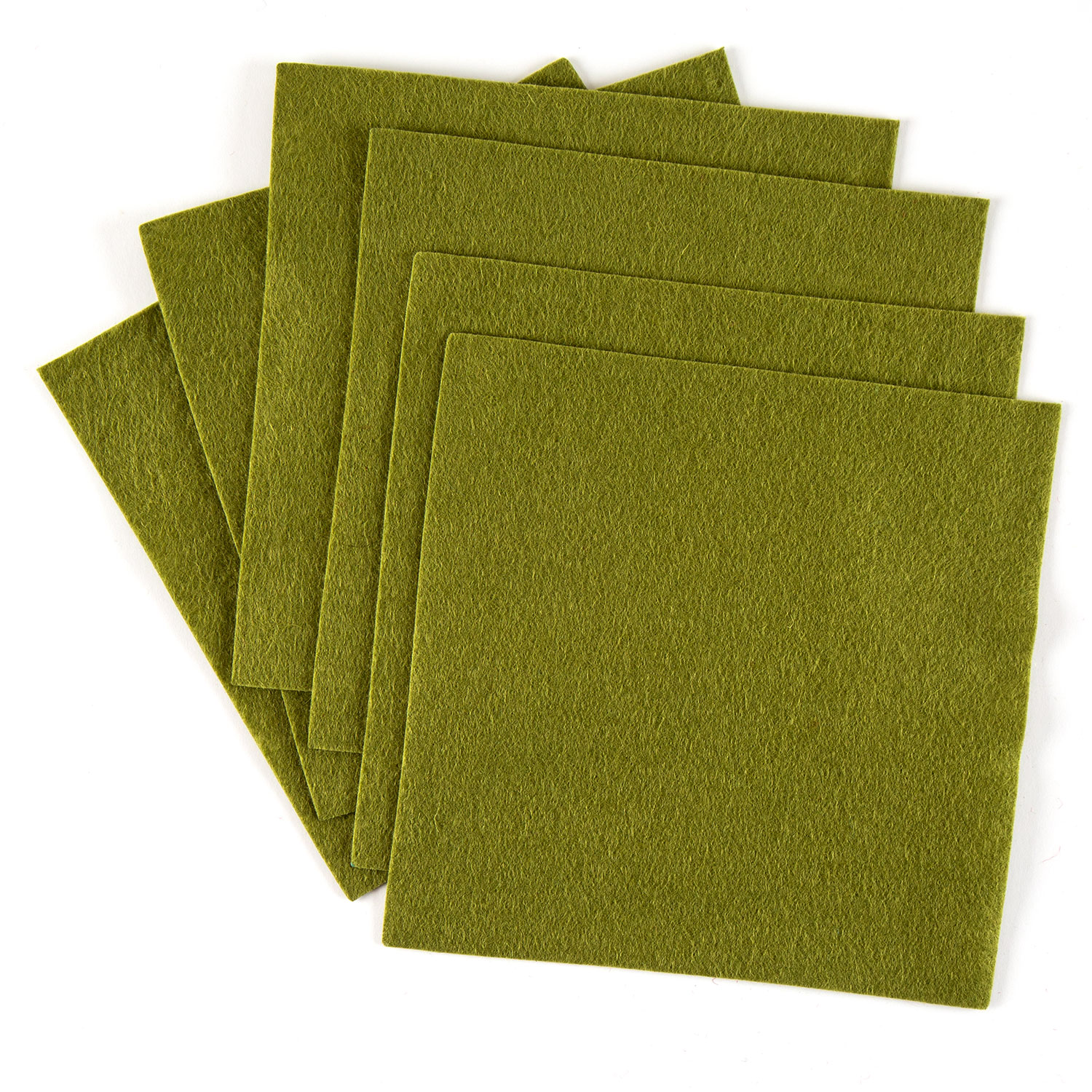 Felt by Clarity Pack of 6 Tile Backers 6x6" Non Adhesive Felt Pick N Mix - Pick any 2 - Olive Green