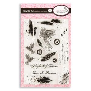Dawn Bibby Creations Wings Of Time - Steampunk Feather & Grunge Stamp Set - 16 Stamps - 130738
