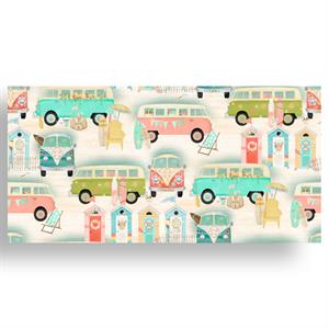 Sewing Online Cotton Craft Fabric 110cm wide x 1/2m Beach Travel Collection-Vintage Bus - 130773