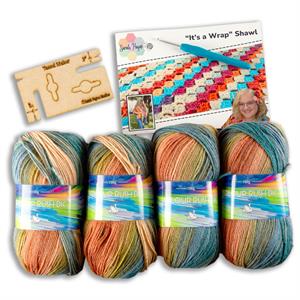 Sarah Payne Crochets "It's a Wrap" Breeze Shawl Kit - Includes: 4 Balls of Breeze Yarn, Tassel Maker & Pattern - 154867