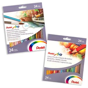 Pentel 48 x Pencils - 24 x Coloured & 24 x Watercolour - 162980
