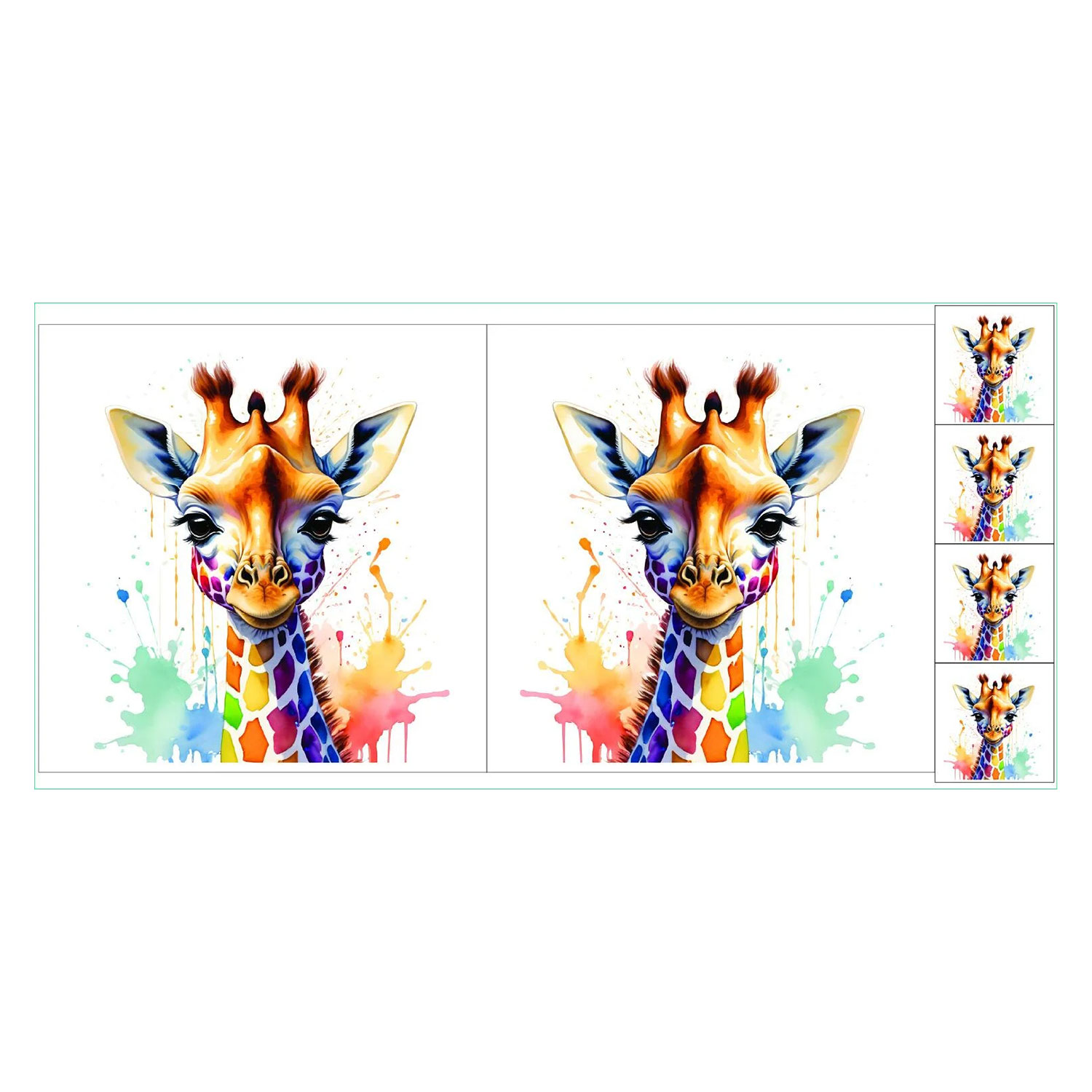 Craft Yourself Silly Rainbow Seconds Bag 7 Cushion Panels  2 x 18.5 inch Panels & 4 x Charm - Choose Any 2 - Rainbow Giraffe