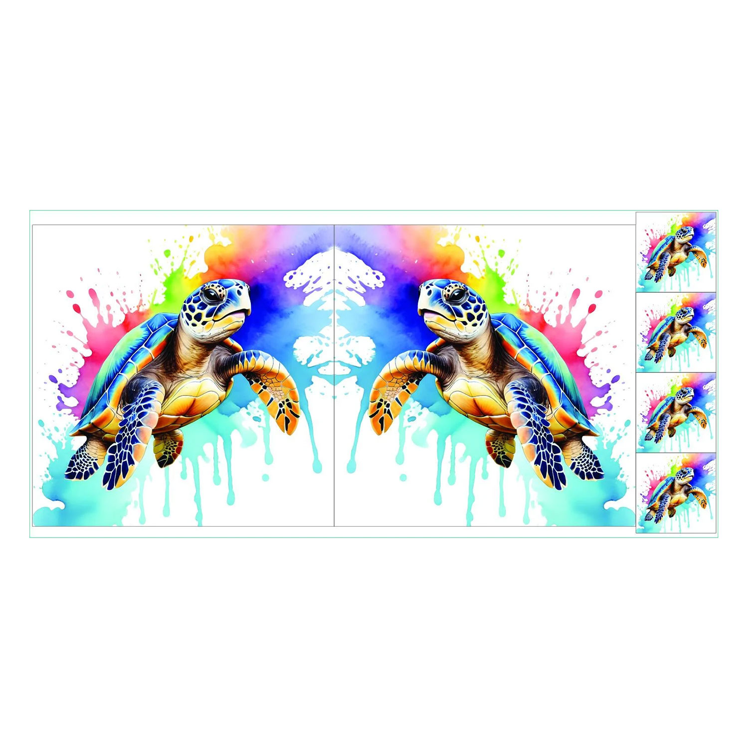 Craft Yourself Silly Rainbow Seconds Bag 7 Cushion Panels  2 x 18.5 inch Panels & 4 x Charm - Choose Any 2 - Rainbow Turtle 