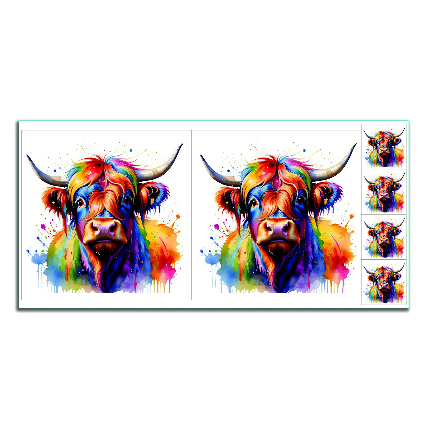 Craft Yourself Silly Rainbow Seconds Bag 7 Cushion Panels  2 x 18.5 inch Panels & 4 x Charm - Choose Any 2 - Rainbow Cow 