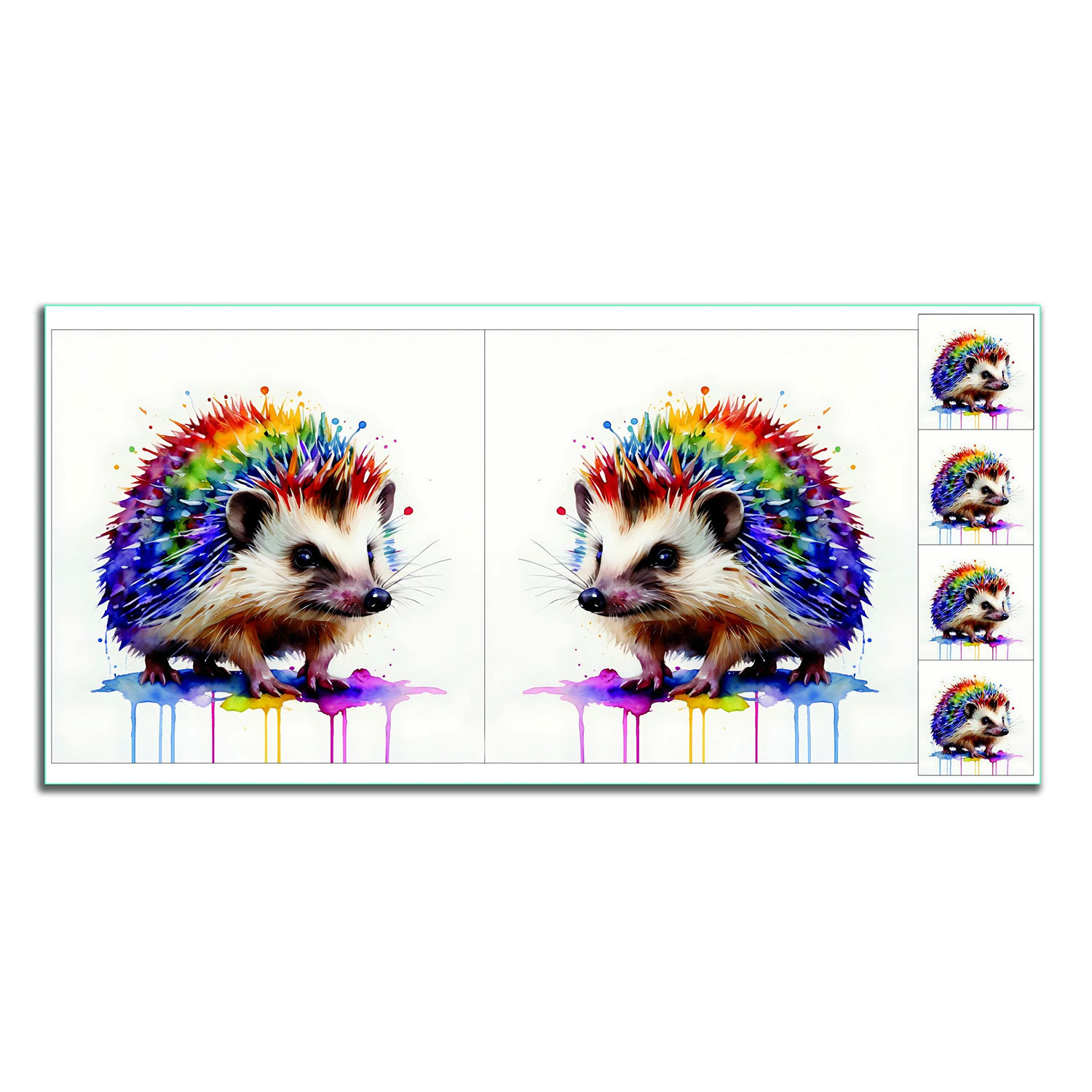 Craft Yourself Silly Rainbow Seconds Bag 7 Cushion Panels  2 x 18.5 inch Panels & 4 x Charm - Choose Any 2 - Rainbow Hedgehog