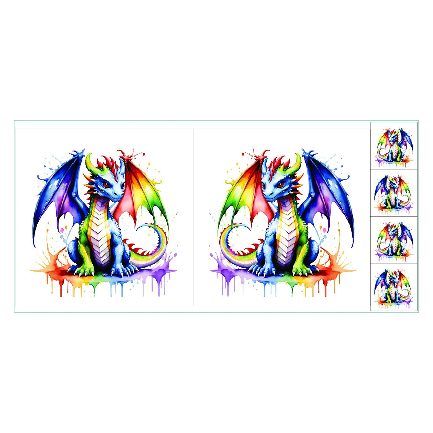 Craft Yourself Silly Rainbow Seconds Bag 7 Cushion Panels  2 x 18.5 inch Panels & 4 x Charm - Choose Any 2 - Rainbow Dragon