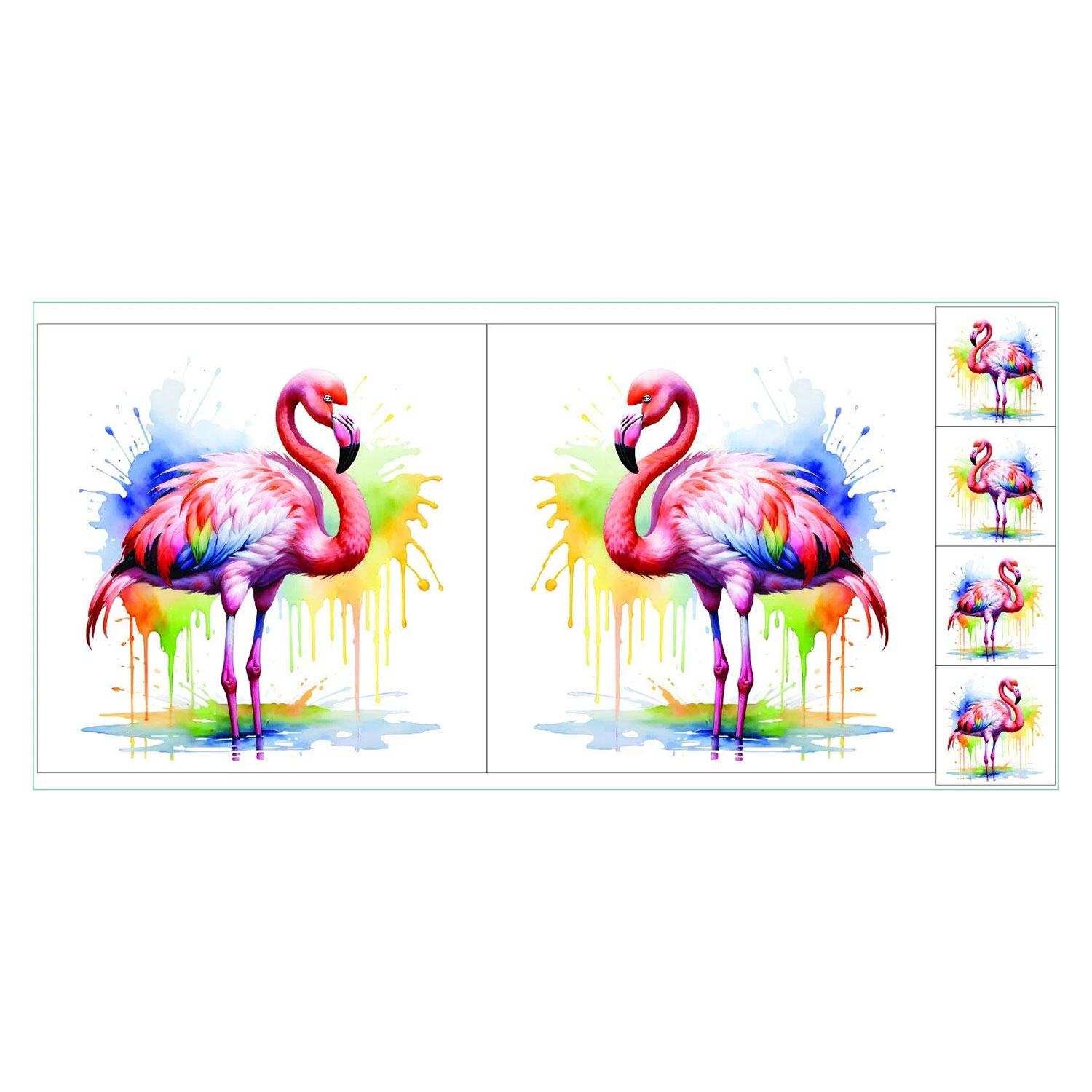 Craft Yourself Silly Rainbow Seconds Bag 7 Cushion Panels  2 x 18.5 inch Panels & 4 x Charm - Choose Any 2 - Rainbow Flamingo