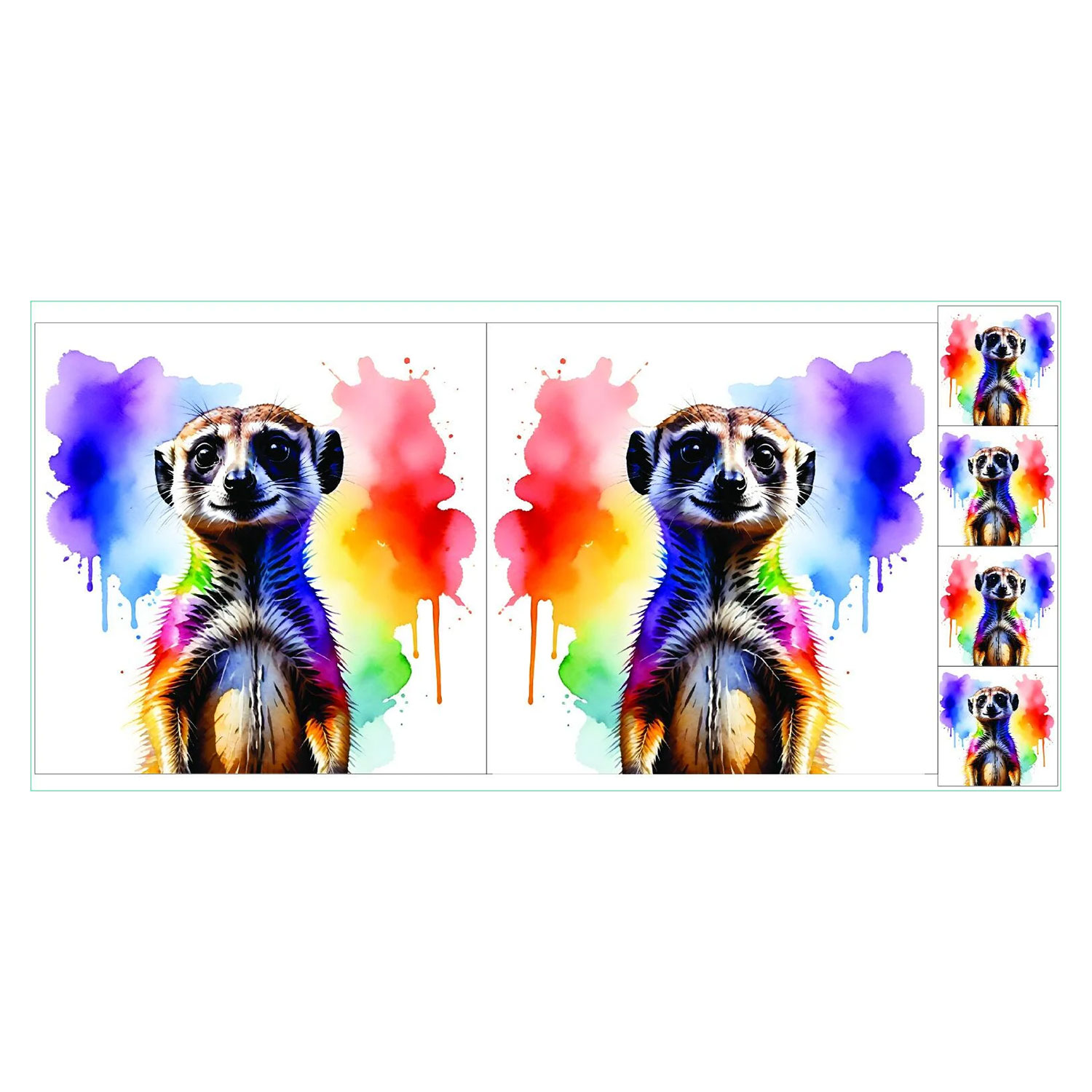 Craft Yourself Silly Rainbow Seconds Bag 7 Cushion Panels  2 x 18.5 inch Panels & 4 x Charm - Choose Any 2 - Rainbow Meerkat