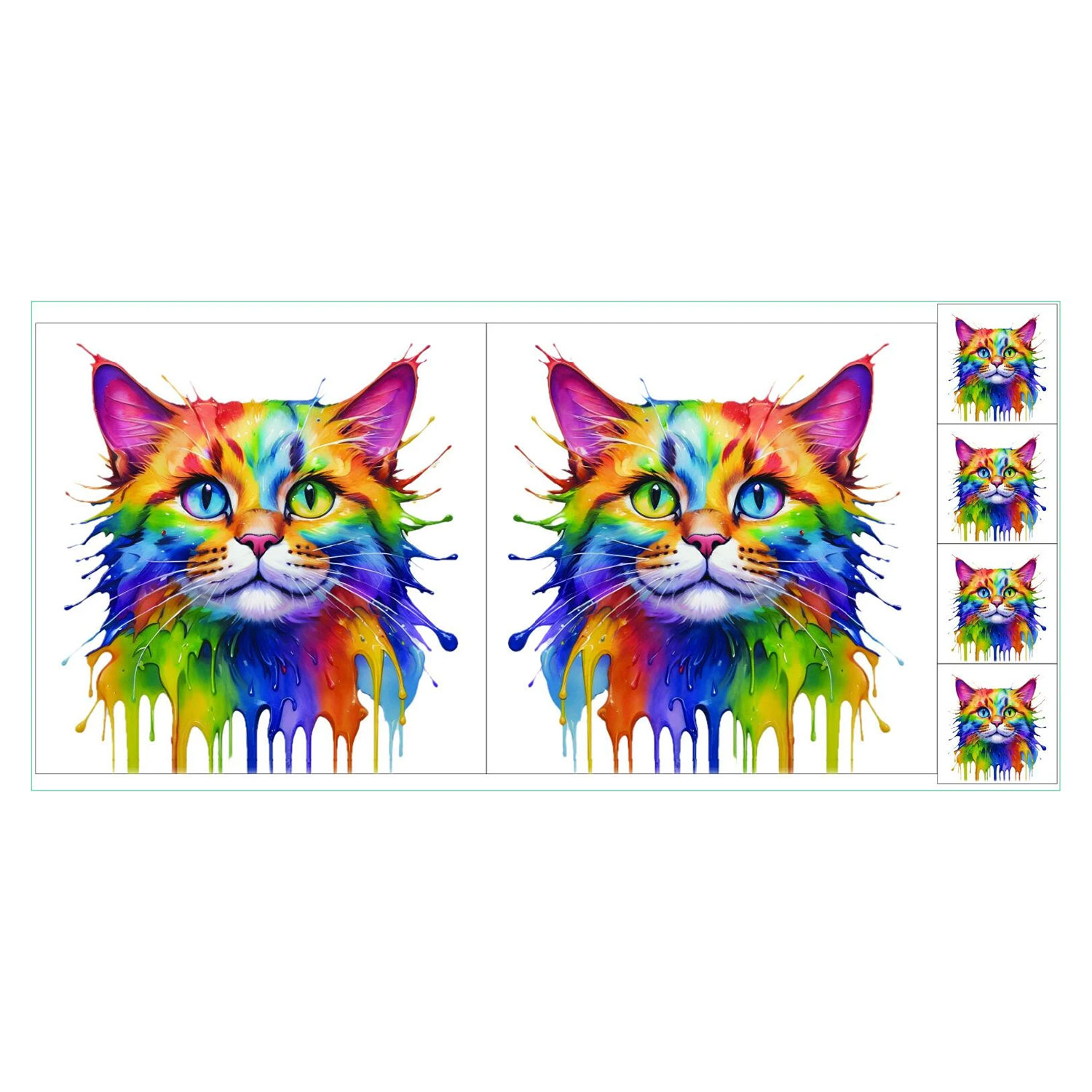 Craft Yourself Silly Rainbow Seconds Bag 7 Cushion Panels  2 x 18.5 inch Panels & 4 x Charm - Choose Any 2 - Rainbow Cat 