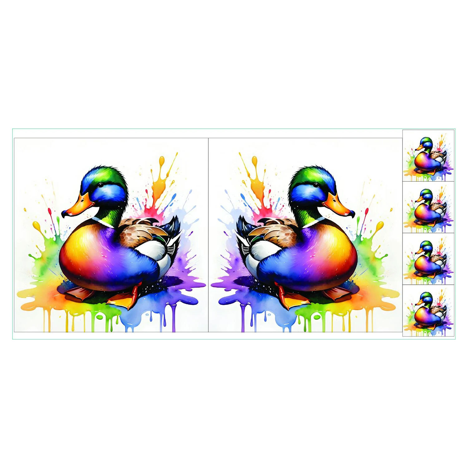 Craft Yourself Silly Rainbow Seconds Bag 7 Cushion Panels  2 x 18.5 inch Panels & 4 x Charm - Choose Any 2 - Rainbow Duck