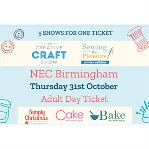 NON-CLUB MEMBER The Creative Craft Show 31st October - 3rd November 2024 Day Ticket - Birmingham NEC - 196486