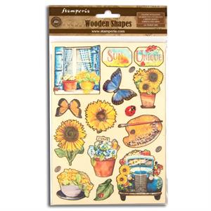Stamperia Sunflower Art A5 Coloured Wooden Shapes - 205092