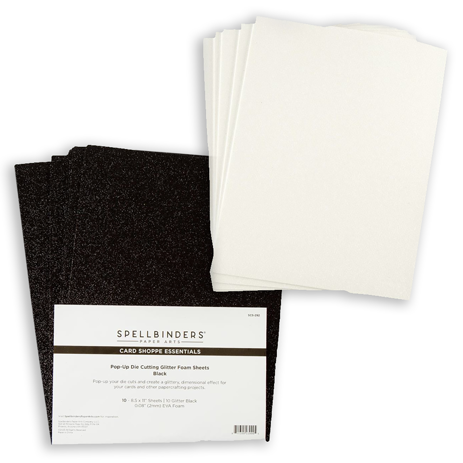Spellbinders Pop Up Die Cutting Glitter Foam Sheets - Choose 2 - Black & White