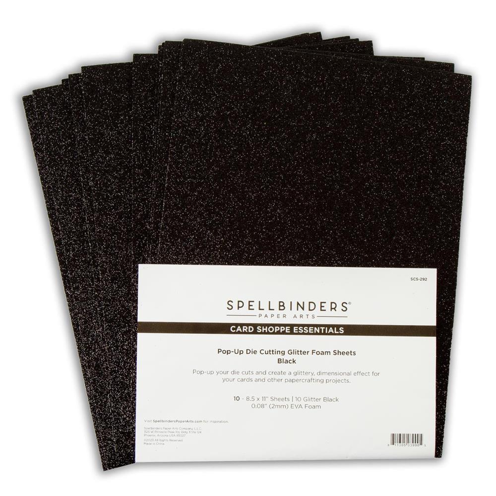 Spellbinders Pop Up Die Cutting Glitter Foam Sheets - Choose 2 - Black