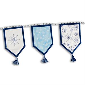 Daisy & Grace Christmas 5" House Bunting with Embroidery Kit - Blue - 227042