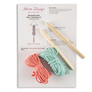 Silvar Design Macrame Mini Wall Hanging Kit - Makes 2 - Turquoise & Pink - 234349