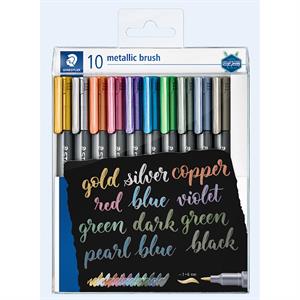 Staedtler 10 x Metallic Brush Pens in Assorted Colours - 242439
