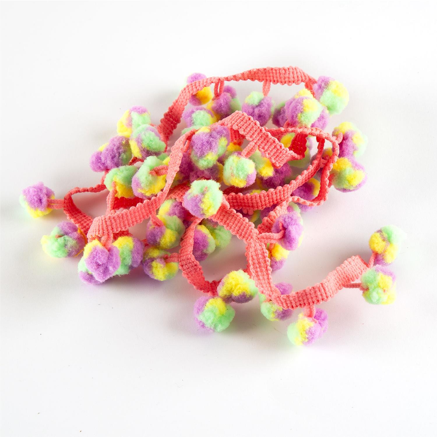 Craft Yourself Silly Festive Trim Pick N Mix - Pick Any 4  - Pastel Rainbow Pom Pom 1m