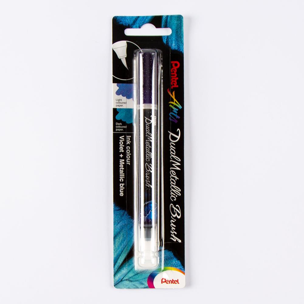 Pentel 4 x Pick n Mix Dual Metallic Brush Pens - Violet & Metallic Blue