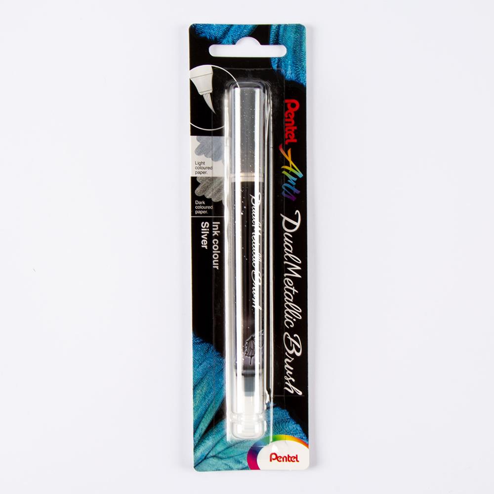 Pentel 4 x Pick n Mix Dual Metallic Brush Pens - Silver