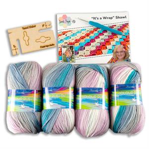 Sarah Payne Crochets "It's a Wrap" Violet Ice Shawl Kit - Includes: 4 Balls of Violet Ice Yarn, Tassel Maker & Pattern - 275262