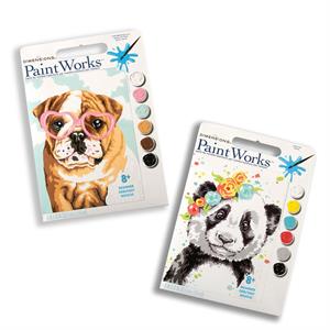 Dimensions Paintworks 2 x 20x25cm Painy By Numbers Kits - Dog Love & Panda - 279502